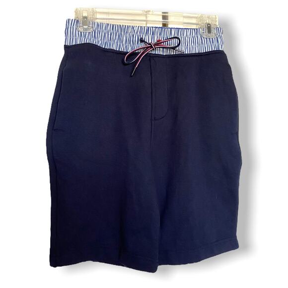 Tommy Hilfiger Womens Shorts Sz XS Navy Sweatshorts Striped Waistband Drawstring - Picture 1 of 4